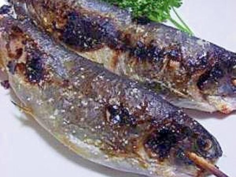 ポン酢醤油でいただく　ニジマスの塩焼き